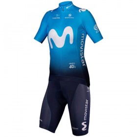 Tenue Cycliste et Cuissard à Bretelles 2020 Movistar Team Femme N001